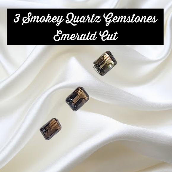 Smokey Quartz Gemstones. Emerald Cut (3 pieces). - Picture 2 of 8
